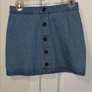 Denim Button-Front Skirt